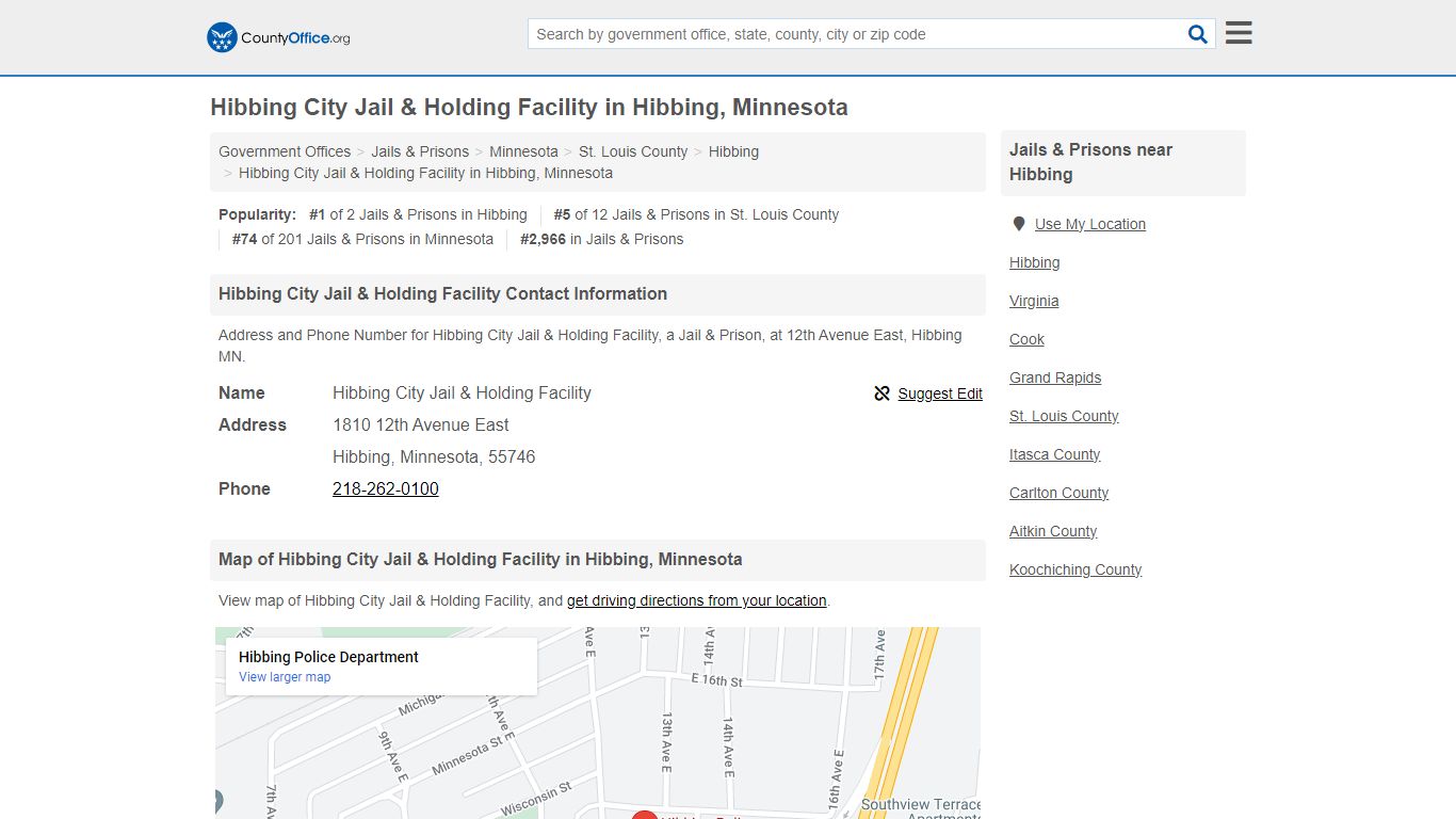 Hibbing City Jail & Holding Facility in Hibbing, Minnesota